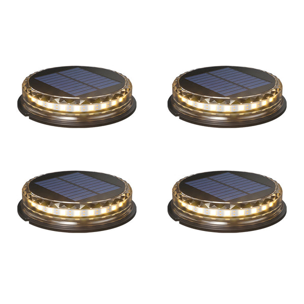 Modern Black Led Outdoor Solar Disc Path Light 4 Pack