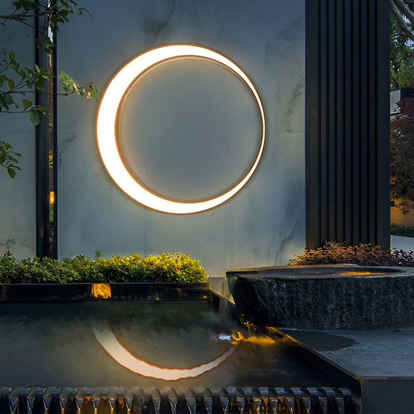 Minimalist Creative Outdoor Round Moon Led Waterproof Exterior Wall Sconces