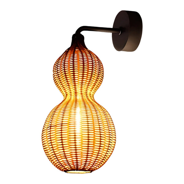 Woven Rattan Gourd Hanging Lamp Outdoor Pendant Light For Patio