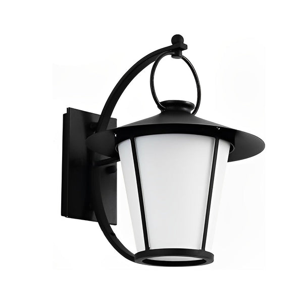 1 Light 13 In Vintage White Opal Frosted Glass Black Outdoor Wall Light