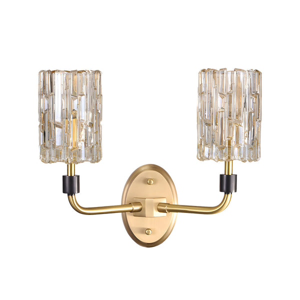 Luxury Copper Armed Crystal Wall Light Modern 1 2 Light Sconce