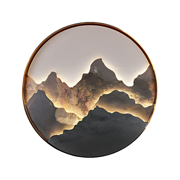Round Mountain Scenery Painting Wall Light Li002574