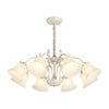 8 Heads Pastoral White Flowers 3 Step Dimming French Style Chandelier