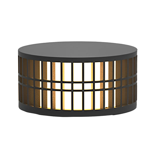 Round Led Black Modern Solar Fence Post Lights Ha077197
