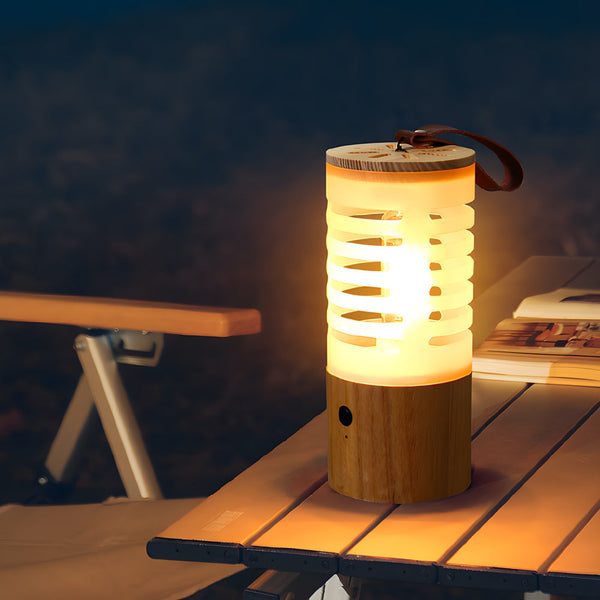 Portable Wood Usb Rechargeable Led Camping Lantern