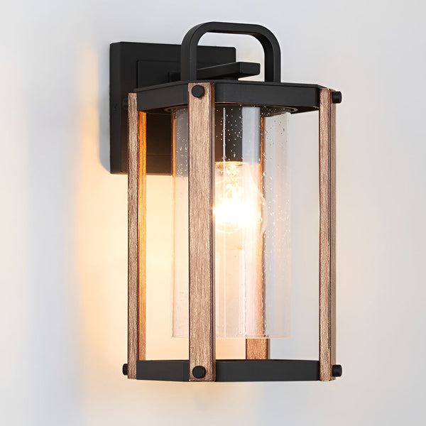 Lantern Shaped Waterproof Glass Industrial Outdoor Wall Sconce Lighting