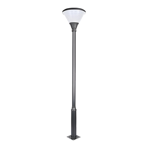 1 Light Round Solar Led Outdoor Lamp Post In Black