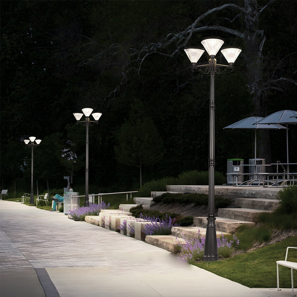 102 Inch Black Outdoor Street Light With 3 Light Post Lamp And Pole