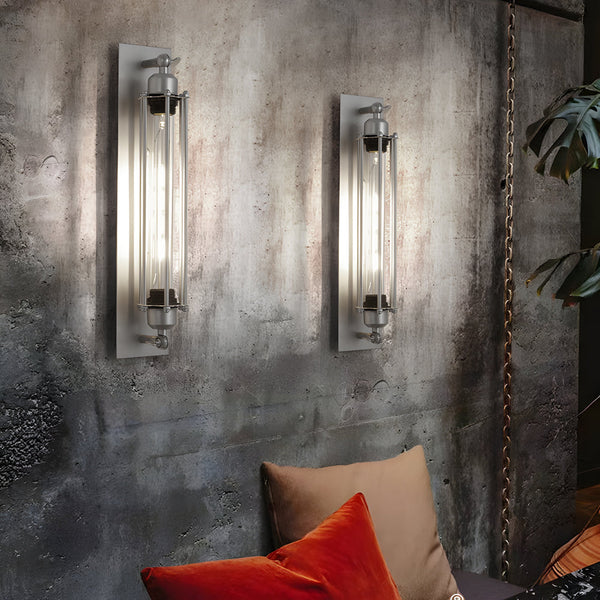 Industrial Vintage Flute Iron 1 Light Wall Lamp Chrome