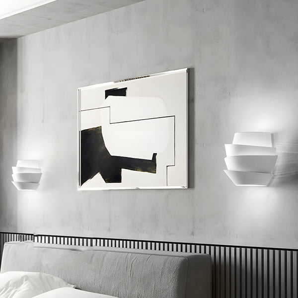Minimalist Layers Half Cylinder Iron 2 Light Wall Sconce White