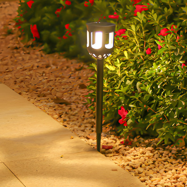 4 Pack Modern Black Solar Led Outdoor Path Light Set