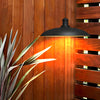 Round Black Hanging Outdoor Pendant Light Metal Saucer Shaped