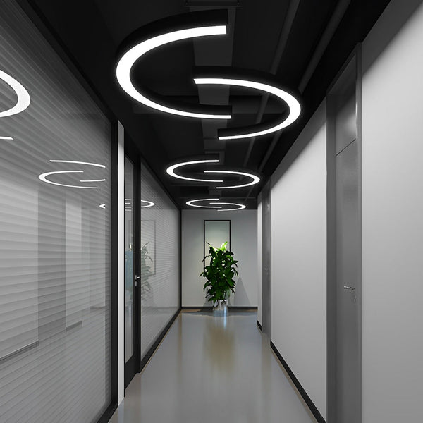 Curved Slim C Shape Led Pendant Half Circle Hanging Profile Light For Office