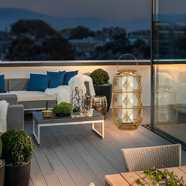 Rattan Portable Solar Floor Lamp Ha088303