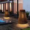 Rattan Shaded Tripod Metal And 1 Light Outdoor Floor Lamp