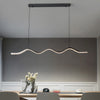 1 Light Black Wave Linear Led Pendant Light