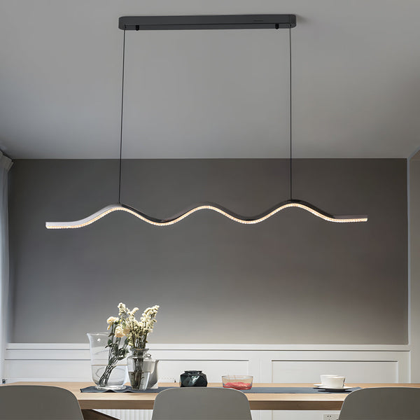 1 Light Black Wave Linear Led Pendant Light