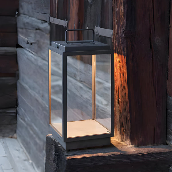Modern 11 In Glass Led Portable Outdoor Lanterns Hardwired