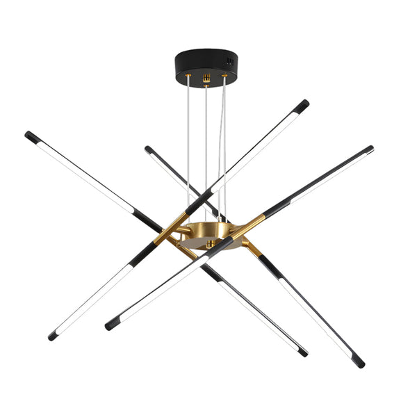 Modern Stepless Dimming Long Strip Sputnik Led Chandelier Gold Black Gold