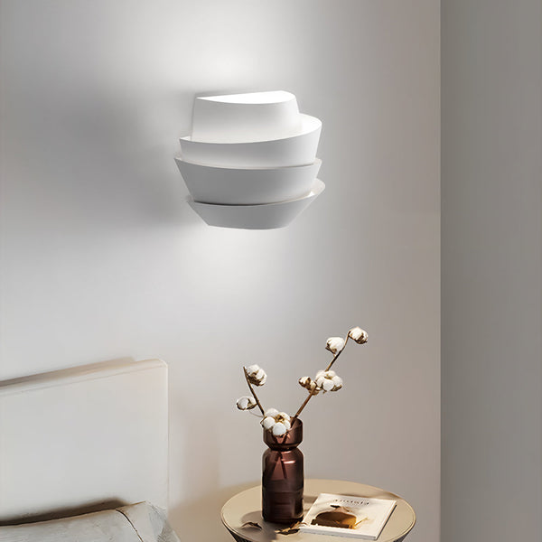 Minimalist Layers Half Cylinder Iron 2 Light Wall Sconce White