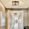American 13 In Drum Bronze Crystal Flush Mount Ceiling Lights