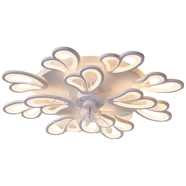 Flower Shaped Three Step Dimming Led Nordic Ceiling Fan Lights