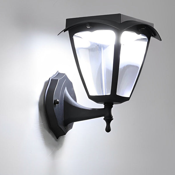1 Light Black Solar Powered Porch Sconce Led Outdoor Wall Light
