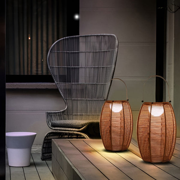 Rattan Lantern Shaped Outdoor Floor Lamp Li002033