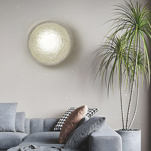 Japanese White Round 1 Light Wall Sconce 3 Sizes