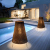 Rattan Shaded Tripod Metal And 1 Light Outdoor Floor Lamp