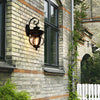 1 Light Seeded Glass Globe Led Outdoor Wall Lantern With Curved Arm