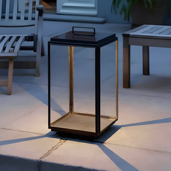 Modern 11 In Glass Led Portable Outdoor Lanterns Hardwired