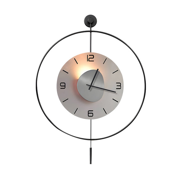 Battery Operated Round Led Hanging Metal Wall Clock