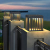 Black Square Pier Mount Outdoor Post Light Garden Wired Solar Pillar Light