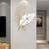 Resin Feather Wall Clock Silent Wall Painting Led Lights Art Decor