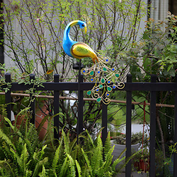 43 7 In Peacock Solar Powered Garden Stake 2 Pack