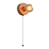 Round Square Vintage Walnut Wood Wall Lamp 1 Light With Pull Chain Switch