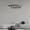 Black Glass Dimmable Led Ring Pendant Chandelier