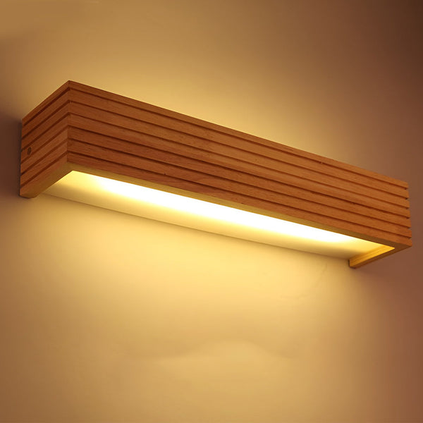 Wood Rectangular Waterproof Led Nordic Wall Sconce