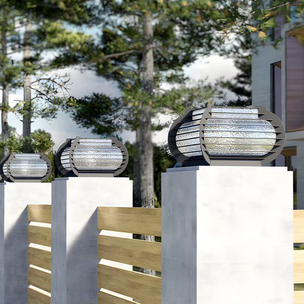 Black Lattice Hardiwred Solar Outdoor Post Pier Mount Light