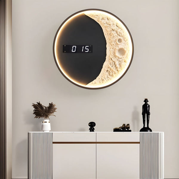 Moon Led Wall Light Wall Digital Clock Astronaut Decor 3 Color Wall Lamp