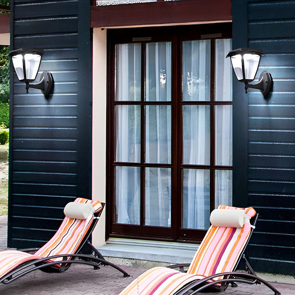 1 Light Black Solar Powered Porch Sconce Led Outdoor Wall Light