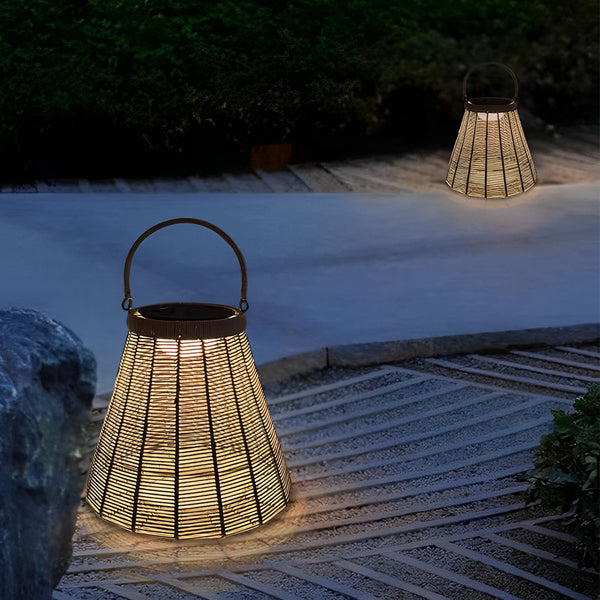 Portable Rattan Solar Outdoor Lantern Ha085493
