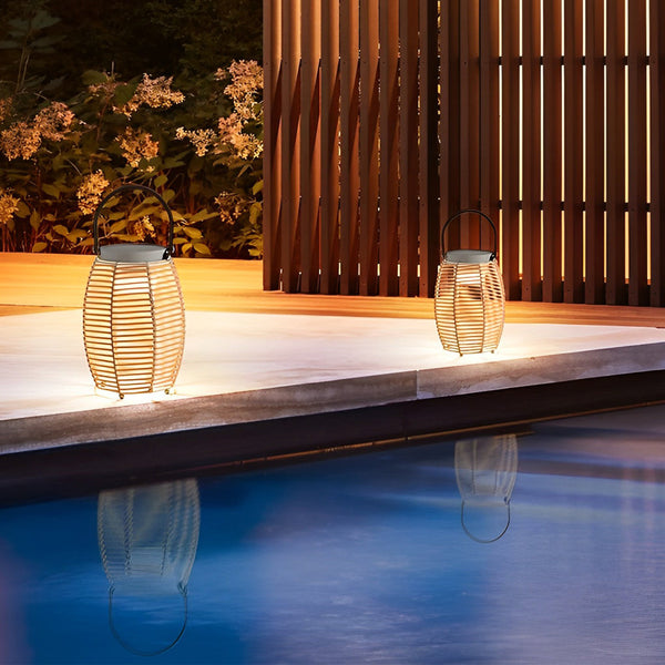 Portable Rattan Led Outdoor Lantern Ha083788