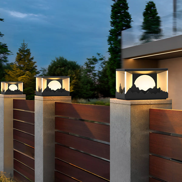 Mountain Scenery Design Solar Fence Post Lights Li002119