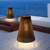 Rattan Shaded Tripod Metal And 1 Light Outdoor Floor Lamp