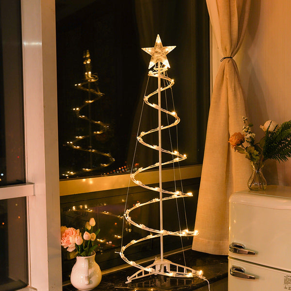 Spiral String Lights Led Artificial Christmas Trees Ornaments Floor Lamp