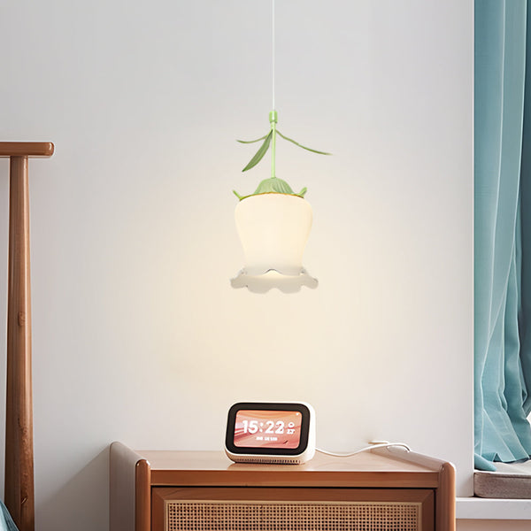 Bell Orchid Flowers Three Step Dimming Green Modern Pendant Lights Fixture
