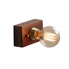 Round Square Vintage Walnut Wood Wall Lamp 1 Light With Pull Chain Switch