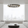 Black Glass Dimmable Led Ring Pendant Chandelier